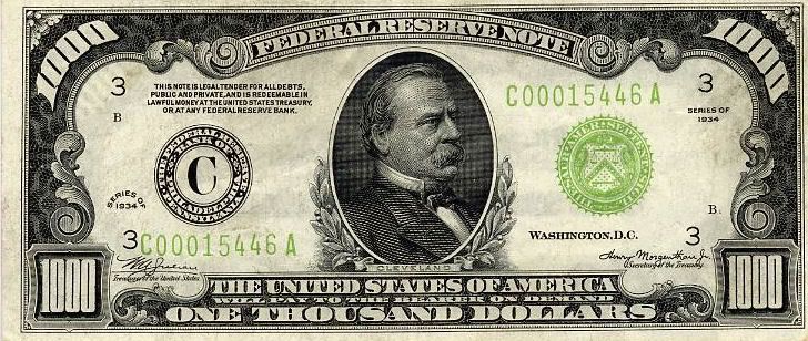 1000 dollar bill. 1000 dollar bill Image