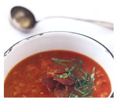 Chunky Tomato, Prosciutto & Basil Soup