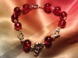 Red and silver hearts bracelet