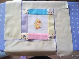 cut border pieces and lay out design.