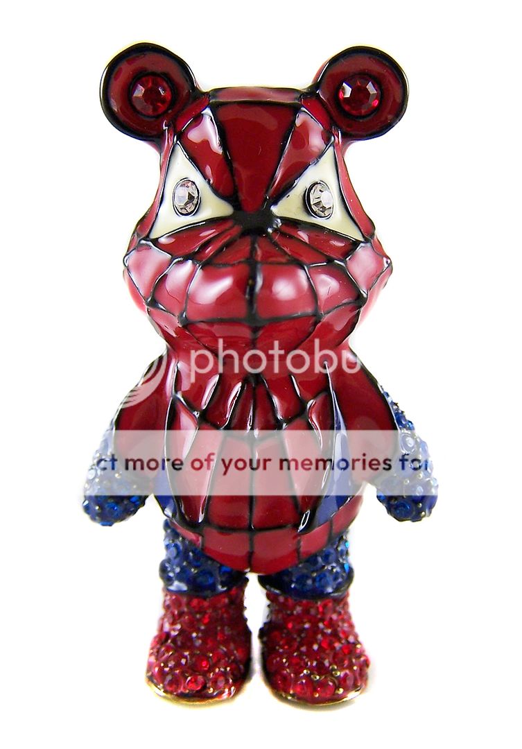 Miniature Super Hero Spiderman Teddy Bear Brass Crystal Free Local Post